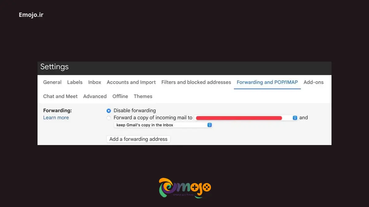 تب Forwarding and POP/IMAP